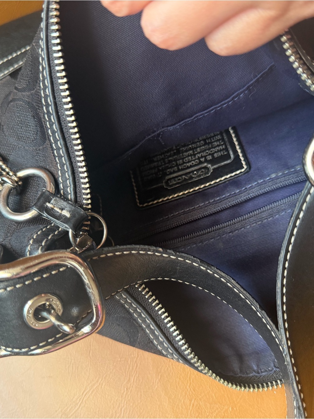 Coach Black Signature Jacquard Shoulder Bag with Tassel - Picture 2 of 4